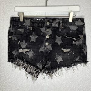 Mossimo High Rise Short Gray Stars‎ Super Stretch Button Fly Size 12/31